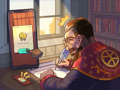 [Illustration ver]David receives a message: 1 Dribbble invite! design illustration ui