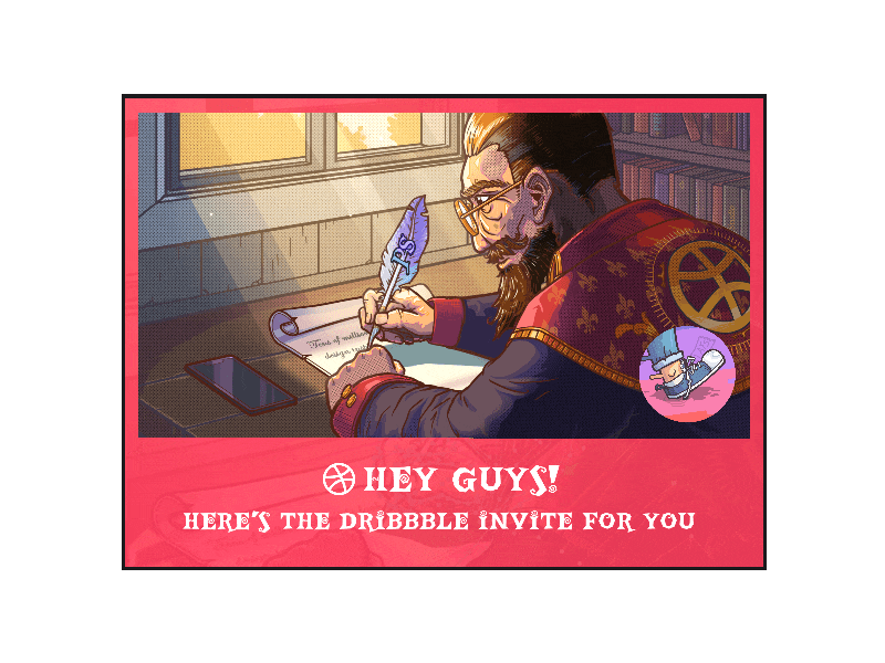 David receives a message: 1 Dribbble invite! animation design illustration invitation ui