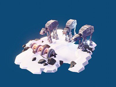 Star Wars Battle of Hoth Anime 3d animation anime blender comic book diorama fanart illustration low poly lowpoly lowpolyart render starwars