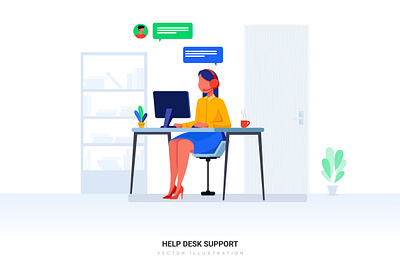 Help Desk Support Vector Illustration abstract banner call center center character desk flat help illustration infographic isometric landing modern page support web