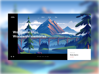 ride. concept website design concept illustration logo minimalist mountian train travel ui ux design web design web designer website