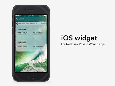 Nedbank Private Wealth - iOS widget app appstore available balance bank banking centre current experience fintech ios notification product productdesign products ui user userinterface ux widget