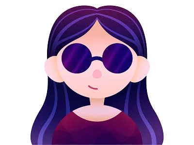 Purple girl cute flat flat design girl glasses illustration minimal purple vector