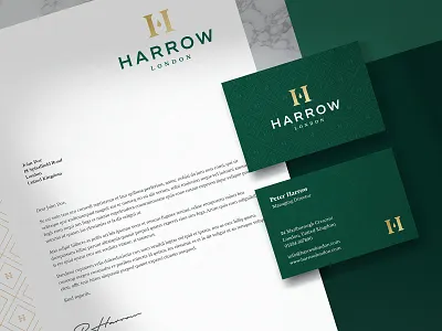 Harrow Menswear branding gold foil h letter h logo identity logo logo design london luxury luxury brand luxury branding luxury design luxury logo menswear premium suit tailor