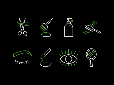 Salon Icons black black white green icon design iconography icons icons set iconset illustrator salon ui uidesign