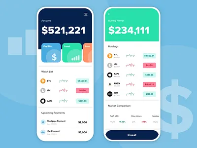 Fintech Mobile App blue clean dailyui design fintech freelance mobile first ui white
