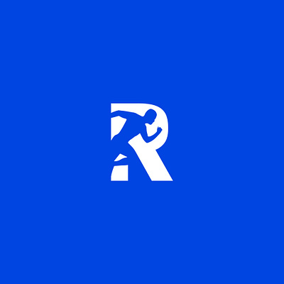 Run Logo Monogram athlete athletic blue branding design icon logo monogram run running silhouette sport sports logo