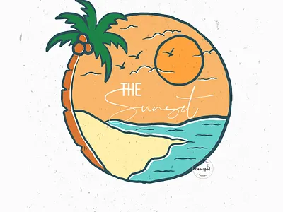 the sunset badge design badge logo badgedesign beach branding illustration illustrator lettering logo illustration logo illustrator tshirt