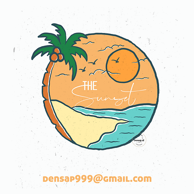 the sunset badge design badge logo badgedesign beach branding illustration illustrator lettering logo illustration logo illustrator tshirt