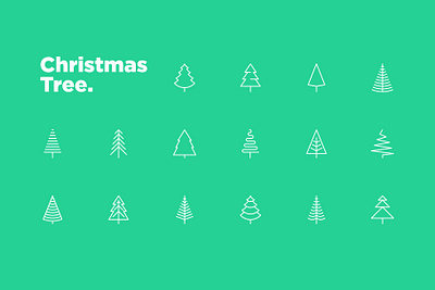 Christmas Tree | 16 Thin Line Icons Set celebration christmas collection decoration element fir tree greeting greeting card holiday icon minimalistic nature season set sign simple symbol tree winter xmas