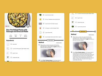 Recipe 040 dailyui design ingredients method pasta phone recipe screen split split screen ui ux