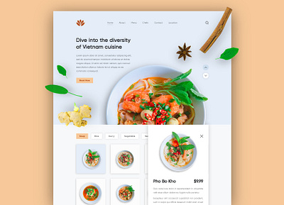 LOTUS, Vietnam Cuisine Restaurant chef design food graphic design landing page restaurant seafood spice ui user experience user interface ux vietnam web web design website