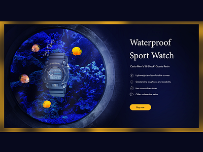 Concept for Waterproof G-Shock banner adobe advertising banner concept g shock photoshop ui ux uxui watch waterproof webdesign