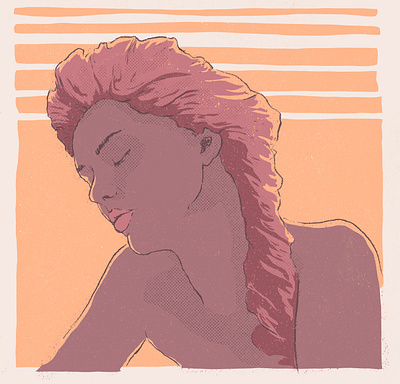 Sunset design drawing illustration ink portrait poster sunset texture wip woman
