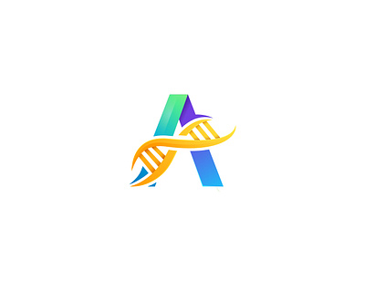 Letter A with DNA abstract biology concept design dna genetic health helix icon illustration logo medical medicine molecule research science spiral symbol technology vector