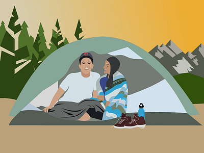 Camping camping happy mountains nature tent