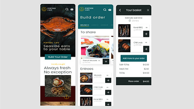 PORTSIDE CAFE adobe xd adobexd branding cafe design fish food mobile app portside restaurant restaurant app seafood ui