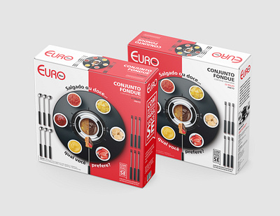 Fondue Packaging box cookware design fondue mockup package redwhite