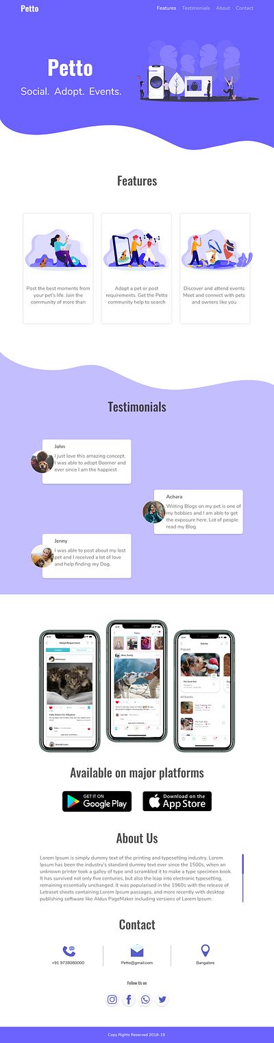 Petto (Pet Social - Pet Events - Pet Adoption) app cat design dog lost and found pet pet blog pet events ui user experience design ux