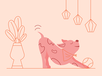 Downward Dog ball dog downward dog illustration light line plant puppy stretch yoga