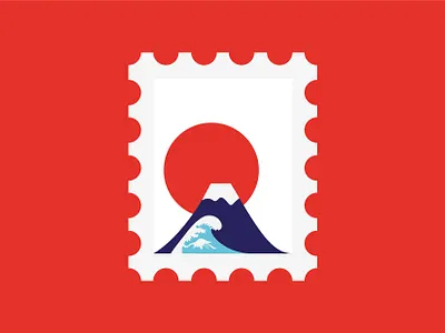 Japan Stamp dribbble best shot dribbbleweeklywarmup flat design graphic design illustration illustration art illustrator japan personal project stamp design vector vector art