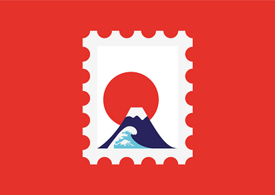 Japan Stamp dribbble best shot dribbbleweeklywarmup flat design graphic design illustration illustration art illustrator japan personal project stamp design vector vector art