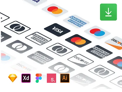 Payment Methods (Free Resource) card card credit figma free source icon icon set illustrator invisionstudio payment sketchapp vector xd