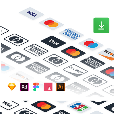 Payment Methods (Free Resource) card card credit figma free source icon icon set illustrator invisionstudio payment sketchapp vector xd