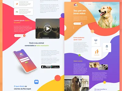 Recriapet Website colorful design flat interface typography ui uidesign ux ux design website