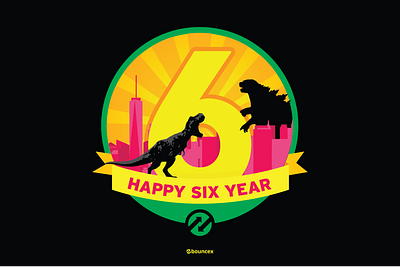 Work-iversary Flag - 6 years design fun godzilla graphic design illustraor illustration new york