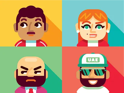 4 Mindsets (Avatars) avatars blue geometric green illustration people red service design vector yellow