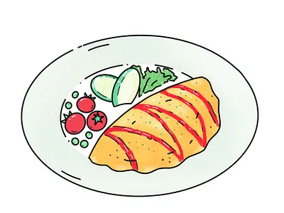 Omurice design food icon illustration japan japanese minimal omurice vector