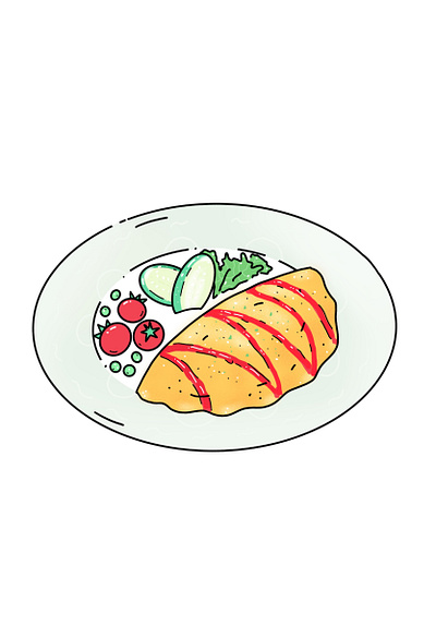 Omurice design food icon illustration japan japanese minimal omurice vector