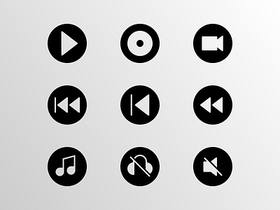 Media Player Badges (Glyph) app audio button creative design doodle glyph icon icon bundle icon set iconfinder media media player multimedia music sound ui uiux ux vector