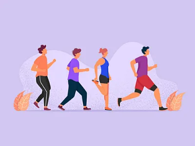 Runners 2d dribbble illustration landing page marathon minimal runners shot uiux vector