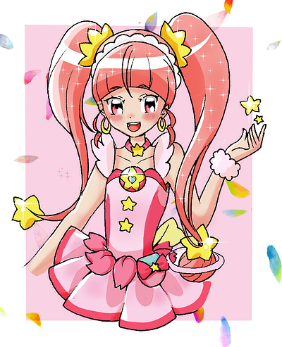 Star Twinkle Precure anime cute digital digitalart glitter happy illustration illustrator japan kawaii magical manga manga studio pink precure smiley star stars