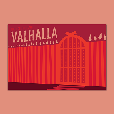 Valhalla Postcard affinity designer huevember illustration illustrator postcard red travel typography valhalla vector