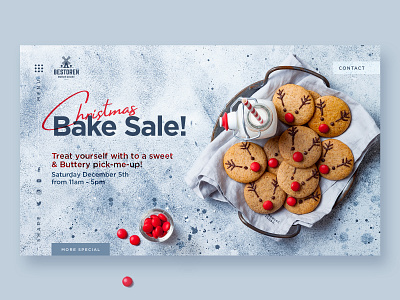 Christmas Bake sale landing page for Bakery shop animation bakery brochure christmas christmas design christmas flyer cookies flyer landing page merry christmas offer sale slider slider revolution ui user interface ux web web header website