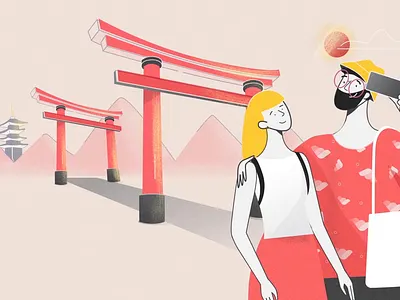 Selfie 2d animation asian beach character data design digital holidays illustration logo motion graphics phone photos selfie signal technology traveling trip vector