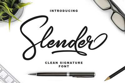 Slender Signature Font animation app branding design icon illustration illustrator lettering minimal vector