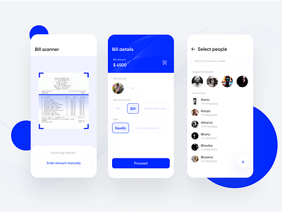 Bill Splitting App account app bill color dailyui design finance food inspiration interaction design ios minimal shot ui ui ux ux
