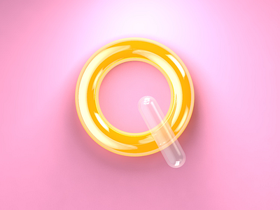 Q 36daysoftype 3d c4d challenge cinema4d letter lighting minimal octane render simple typography yellow