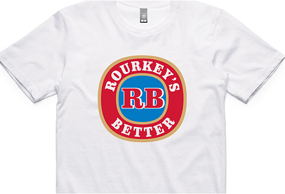 Rourkey's Better Branded T badge logo red tshirt typography