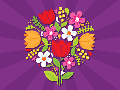 Mother's Day Illustration bouquet branding children childrens illustration colorful design flowers illustration kids mothers day vector violet