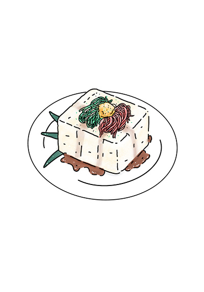 Hiyayakko - Chilled Tofu with Ginger and Scallions design food hiyayakko icon illustration japanese japanese food minimal vector