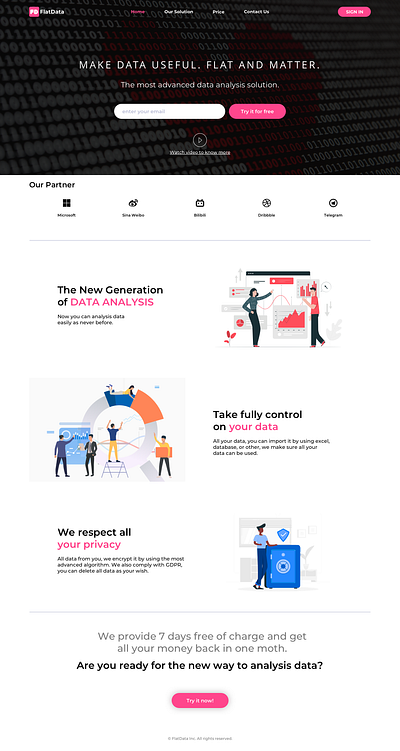 Flatdata - Home Page design ui web