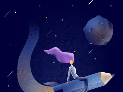 The Space Journey blue brush brushes design illustration journey pencil school space study