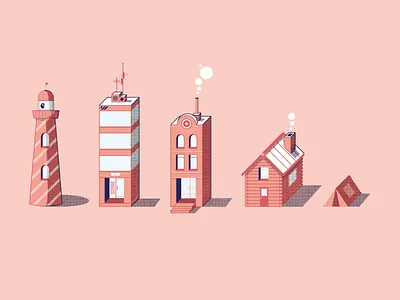 Buildings building city city illustration cottage design house illustration lighthouse skyscraper sweden tent vector