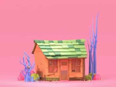 Abandoned House 3d art blender3d blender3dart building design design illustration isometric low poly ui