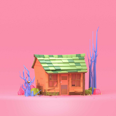 Abandoned House 3d art blender3d blender3dart building design design illustration isometric low poly ui